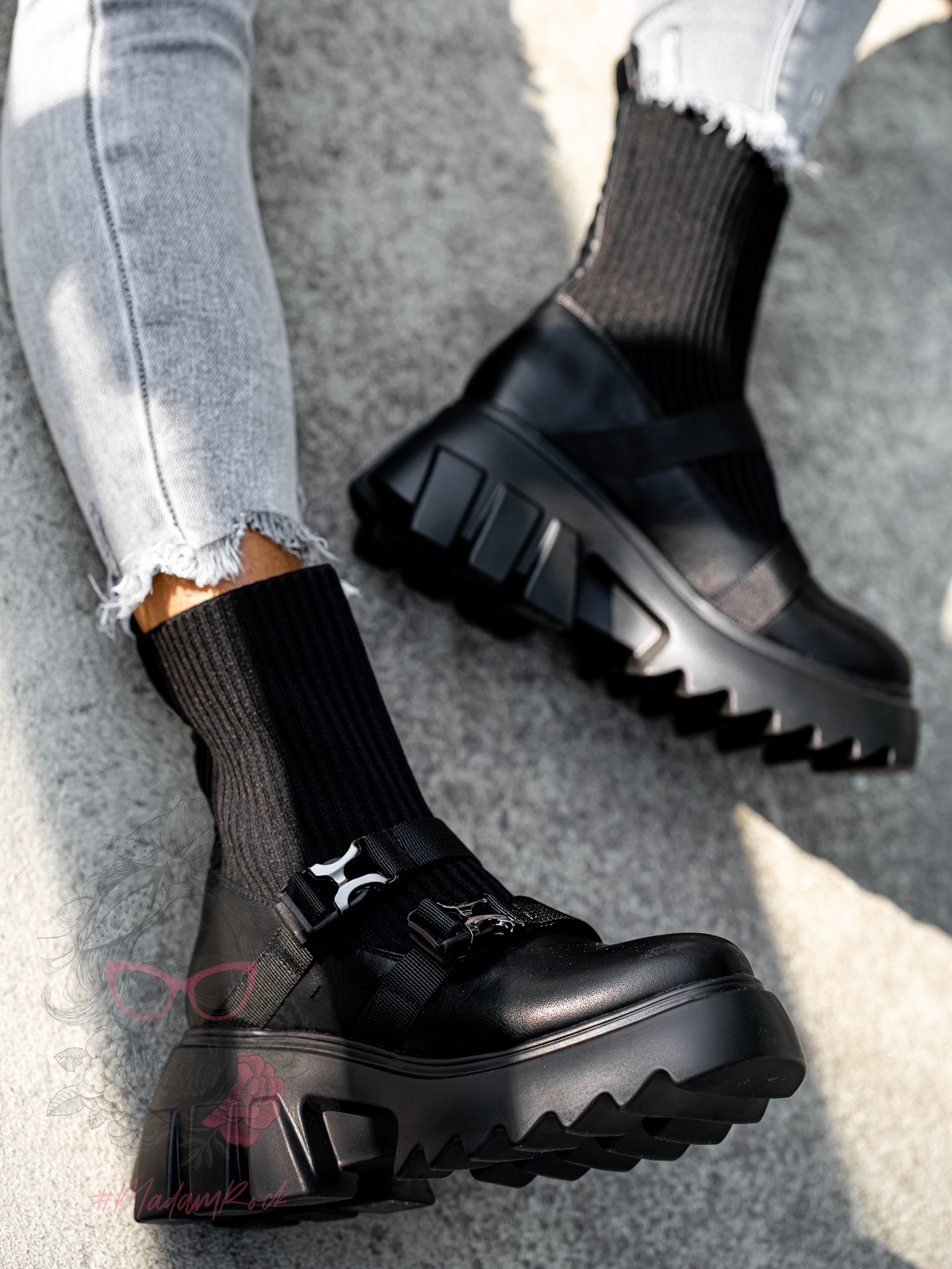 Workery skarpety Rock Labels czarne Workery skarpety Rock Labels czarne