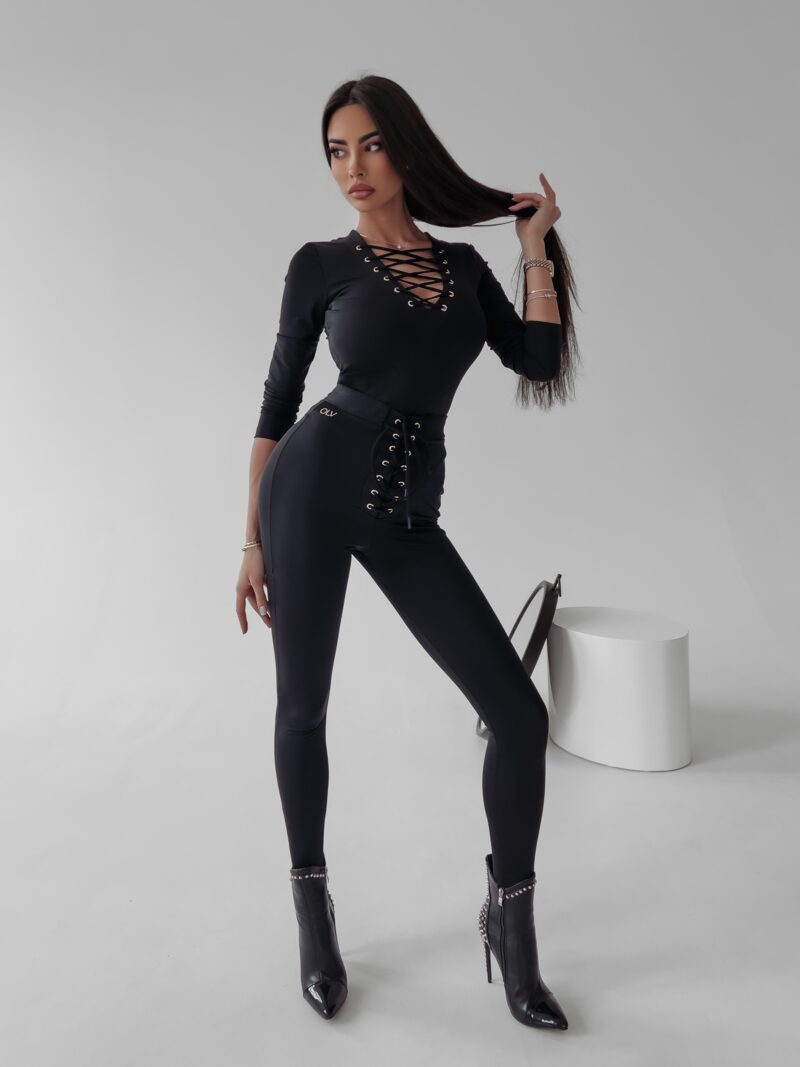 PREORDER Legginsy z wiązaniem Gianna Ola Voga czarne - Madam