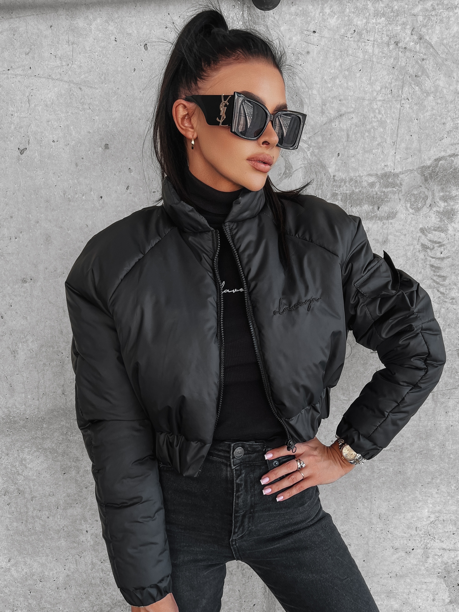 Kurtka przejściowa puchowa Lora Ola Voga czarna