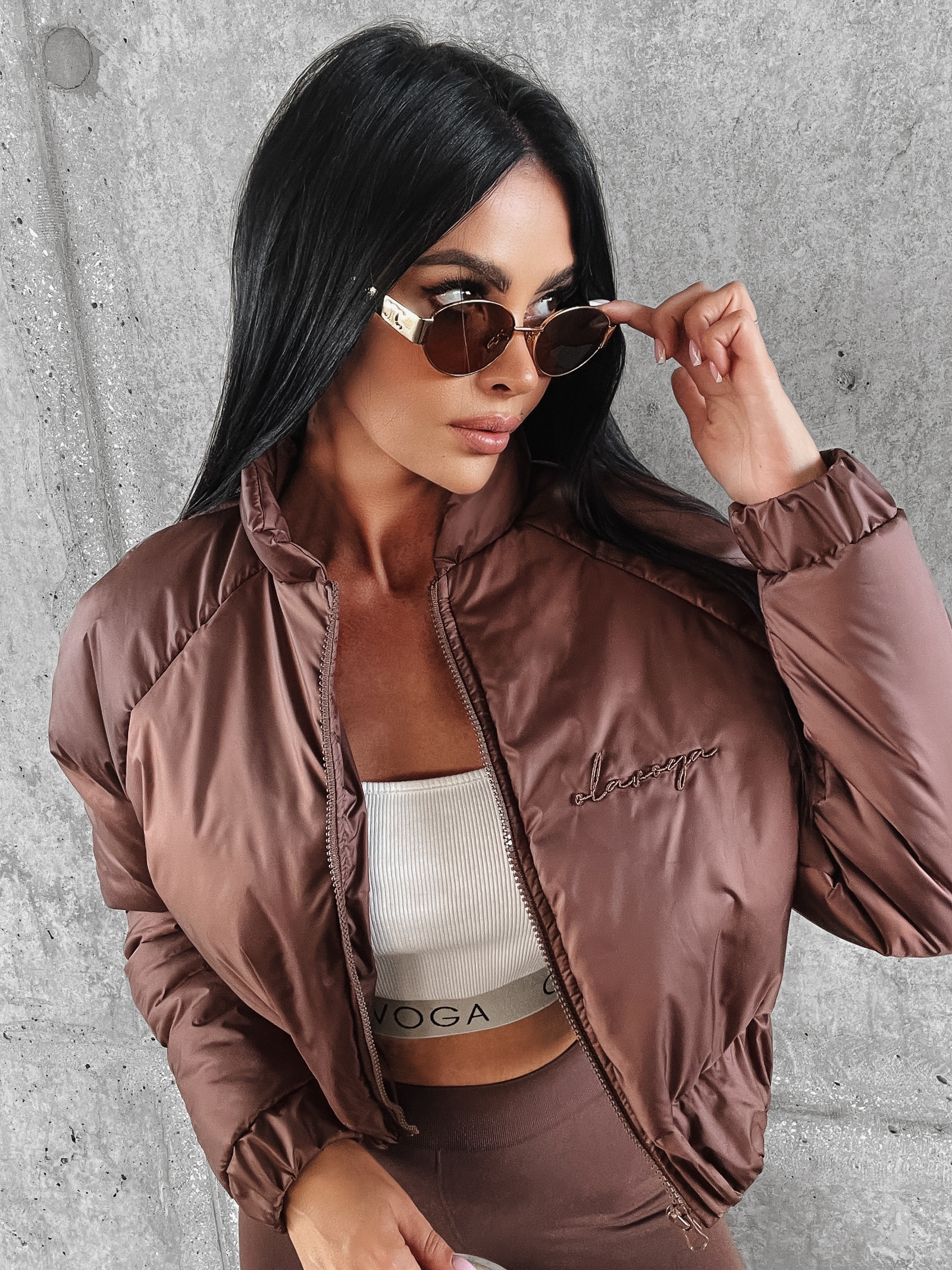 Kurtka przejściowa puchowa Lora Ola Voga brązowa