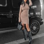 Sukienka z golfem Clara Ola Voga beżowa