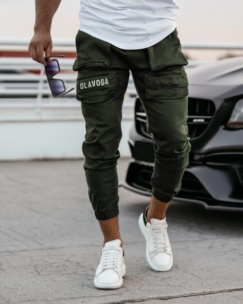 Spodnie męskie z kieszeniami Cobie Ola Voga khaki