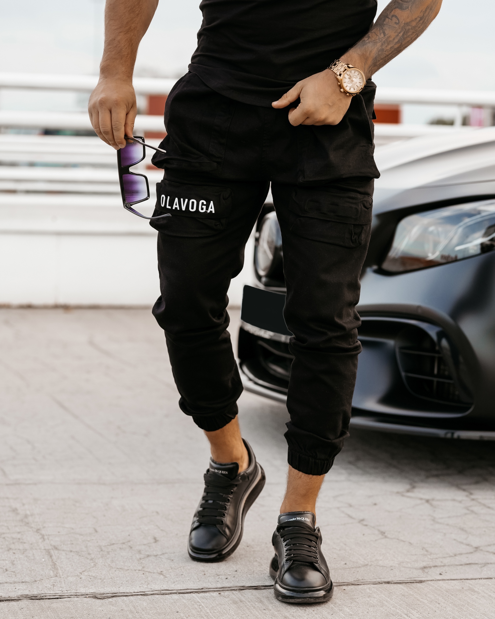 Spodnie męskie z kieszeniami Cobie Ola Voga czarne