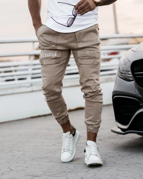 Spodnie męskie z kieszeniami Cobie Ola Voga beżowe