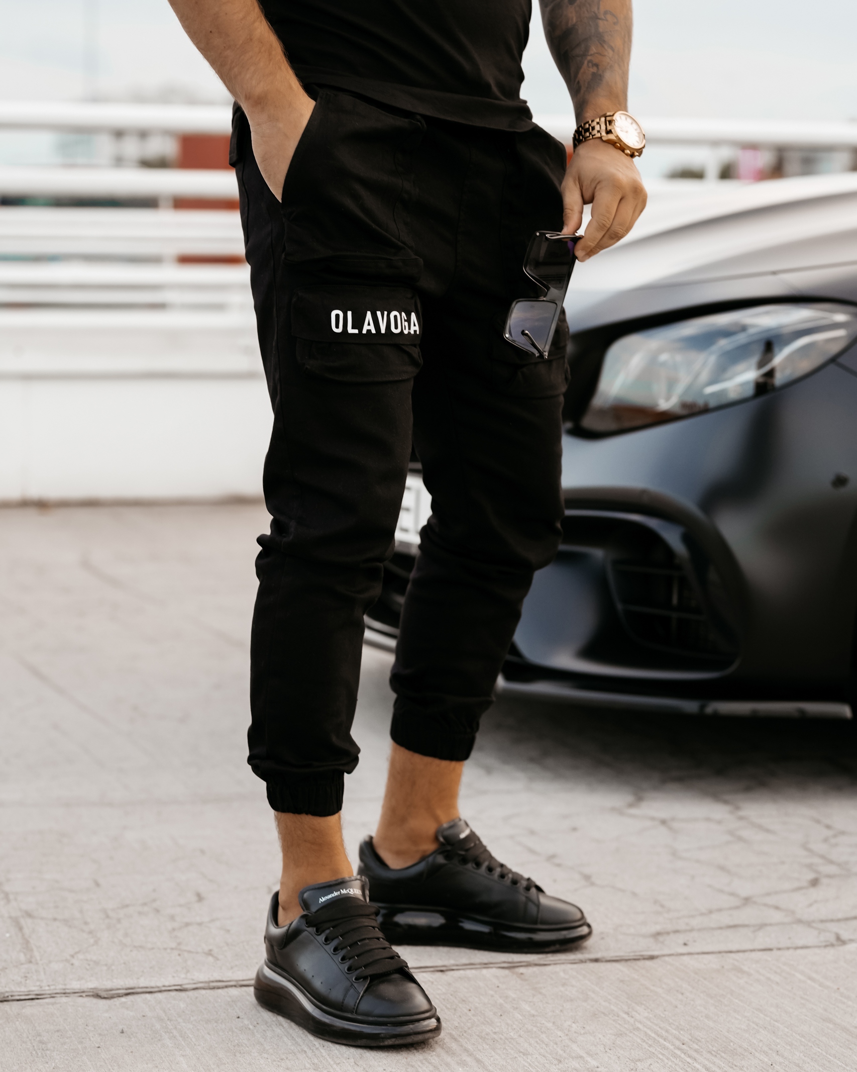 Spodnie męskie z kieszeniami Cobie Ola Voga czarne