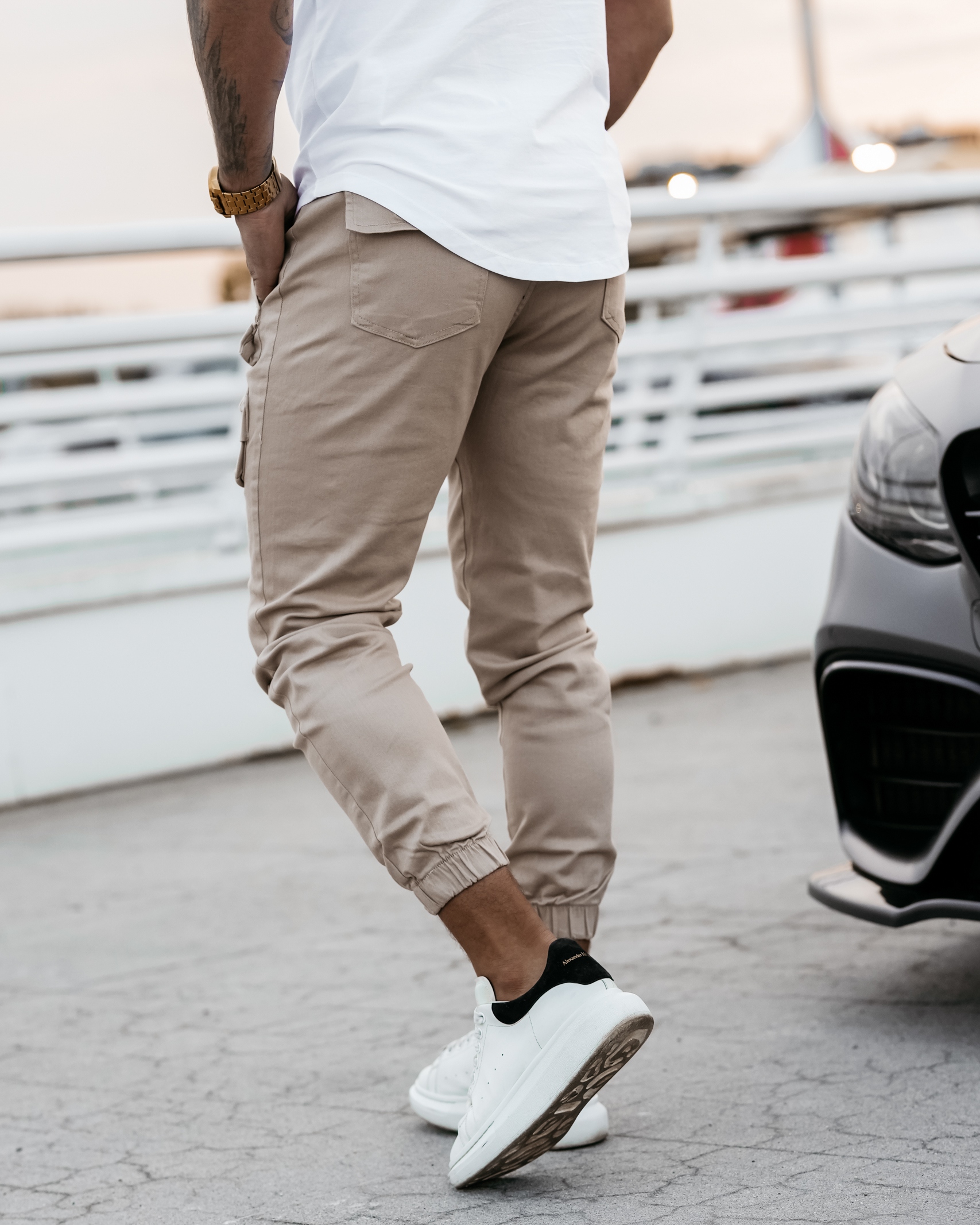 Spodnie męskie z kieszeniami Cobie Ola Voga beżowe Spodnie męskie z kieszeniami Cobie Ola Voga beżowe