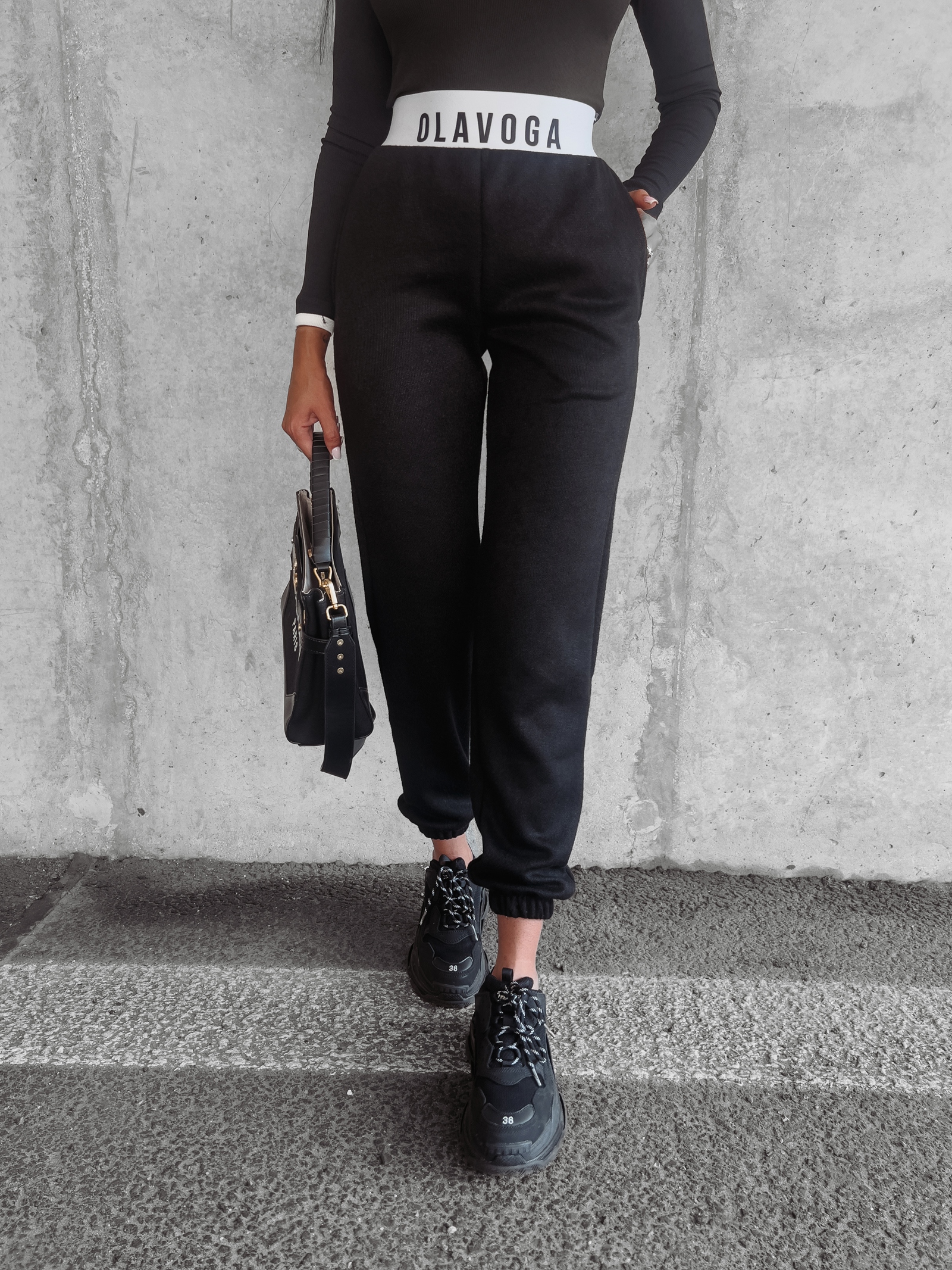 Spodnie dzianinowe Tina Ola Voga czarne Spodnie dzianinowe Tina Ola Voga czarne