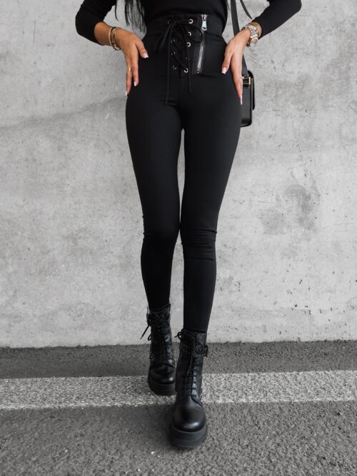 Spodnie slim fit z suwakiem i wiązaniem Lock Ola Voga czarne