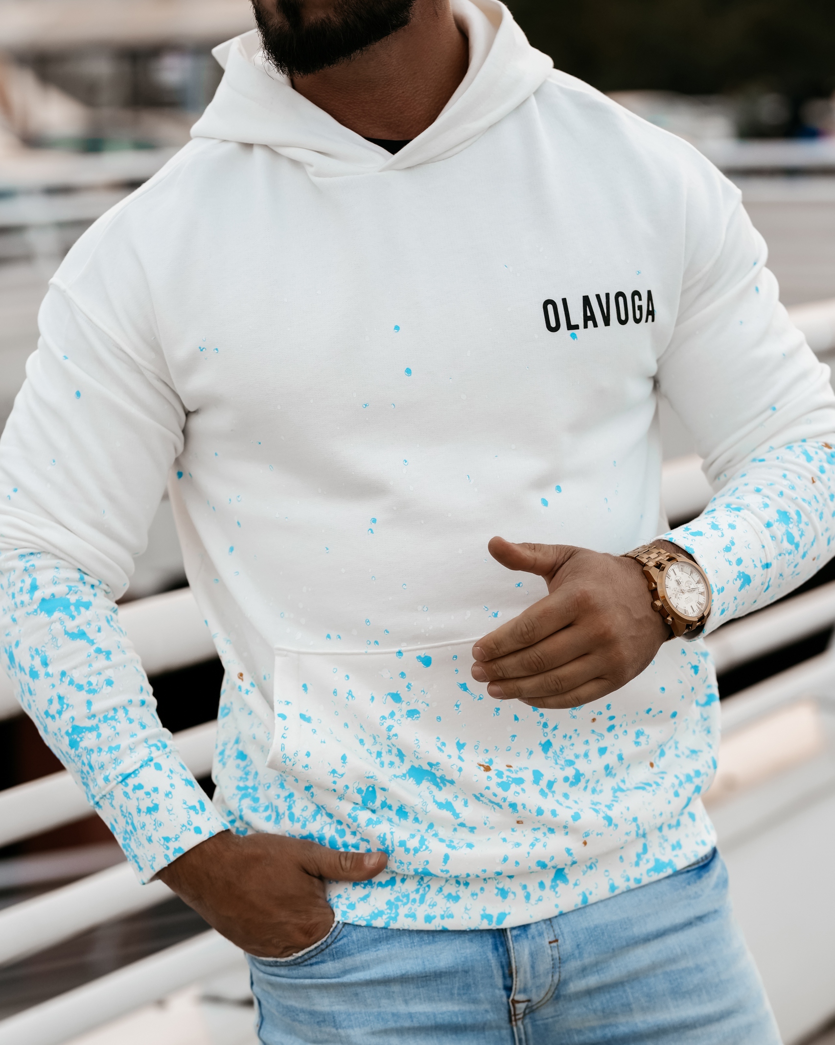 Bluza męska kangurka Fuzzy Ola Voga ecru