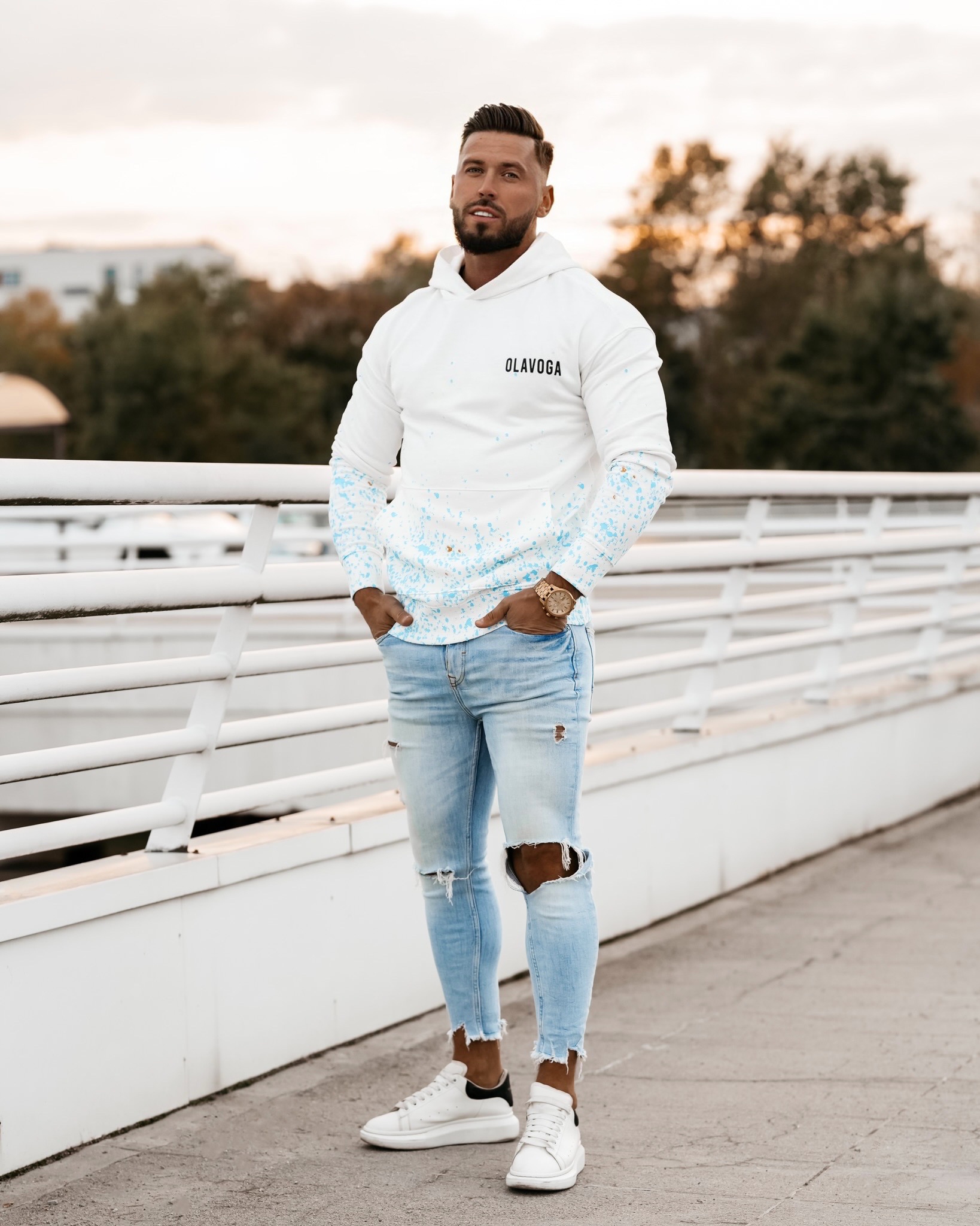 Bluza męska kangurka Fuzzy Ola Voga ecru