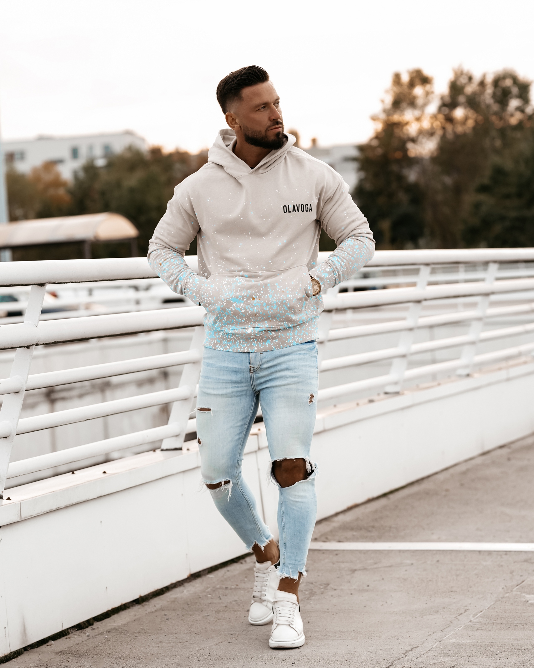 Bluza męska kangurka Fuzzy Ola Voga beżowa