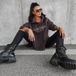 Bluza oversize z rozcięciami Preta Ola Voga brązowa