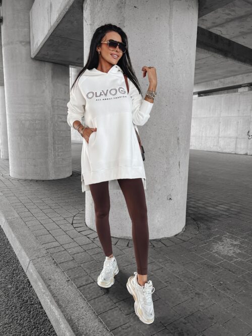 Bluza oversize z rozcięciami Preta Ola Voga ecru