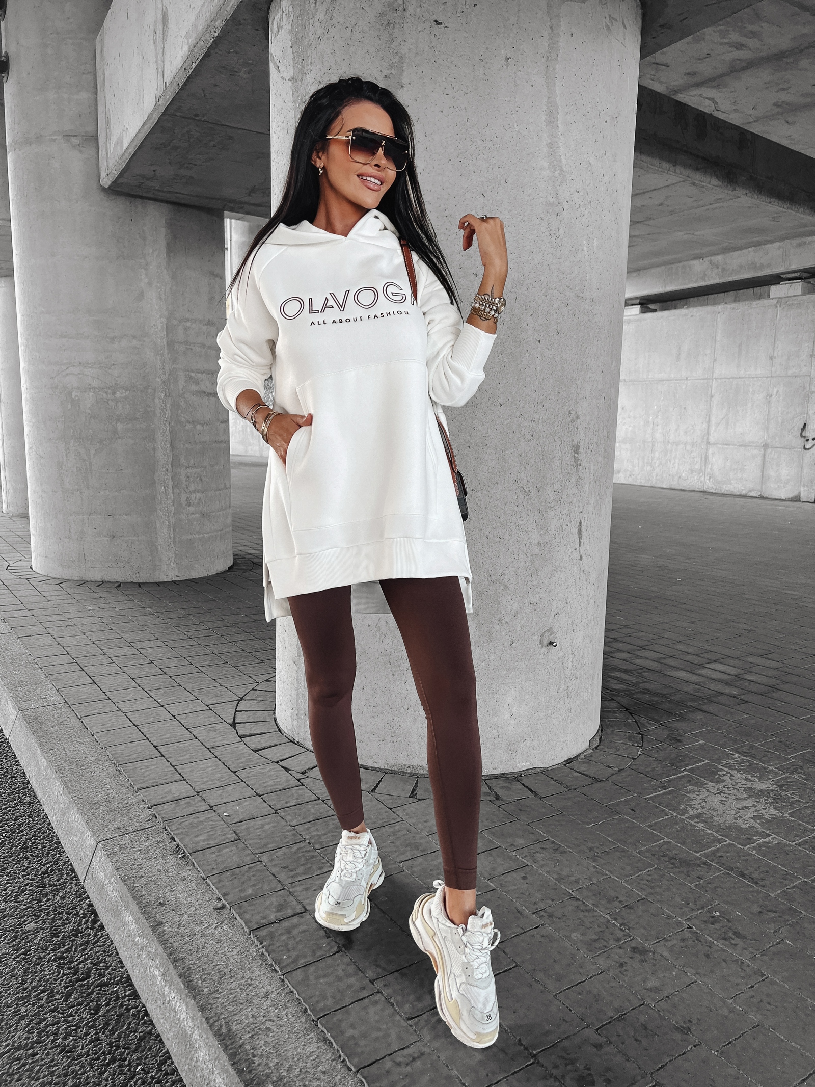 Bluza oversize z rozcięciami Preta Ola Voga ecru