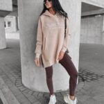 Bluza oversize z rozcięciami Preta Ola Voga beżowa