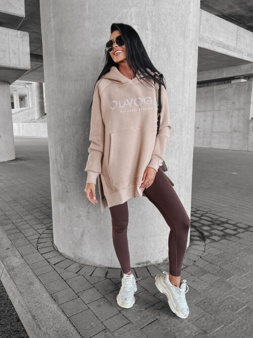 Bluza oversize z rozcięciami Preta Ola Voga beżowa