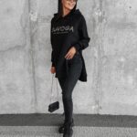 Bluza oversize z rozcięciami Preta Ola Voga czarna