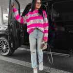 Sweter oversize logowany Pansy Ola Voga różowy