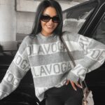 Sweter oversize logowany Pansy Ola Voga j.szary