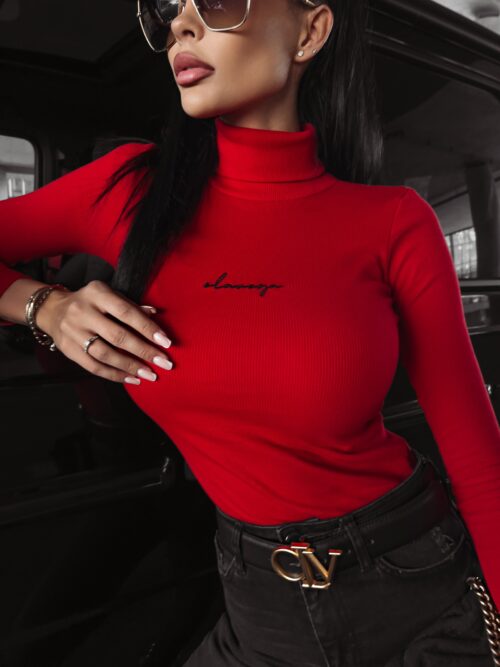 Sweter golf dopasowany Sybil Ola Voga czerwony