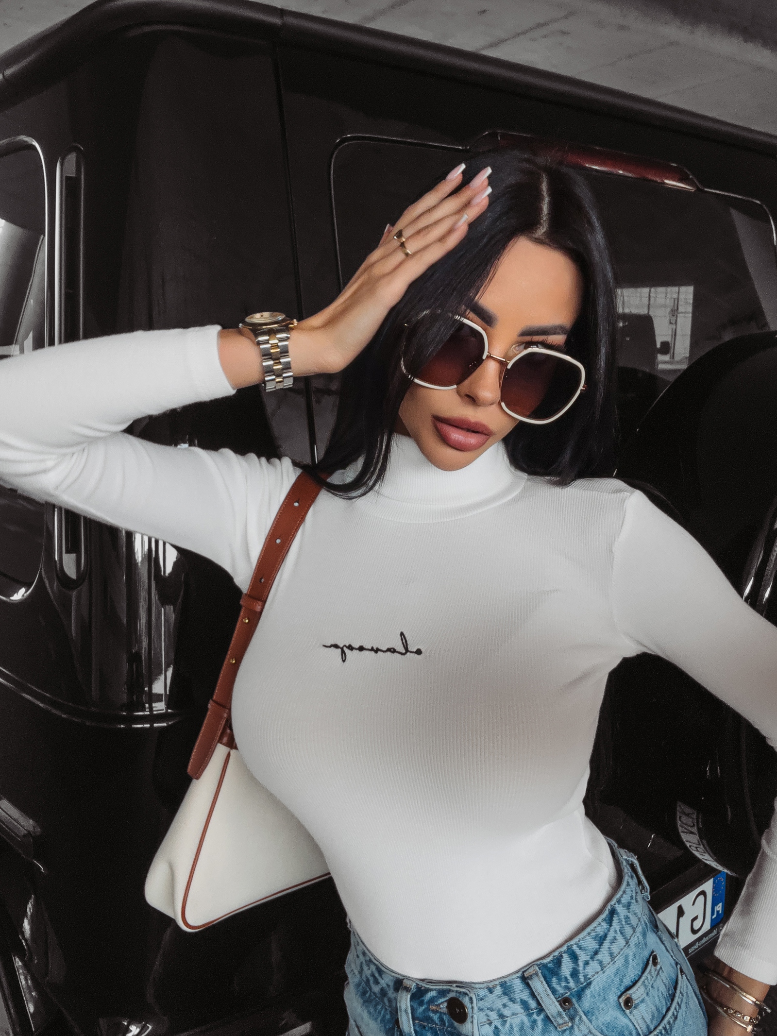 Sweter golf dopasowany Sybil Ola Voga ecru