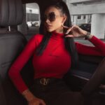 Sweter golf dopasowany Sybil Ola Voga czerwony