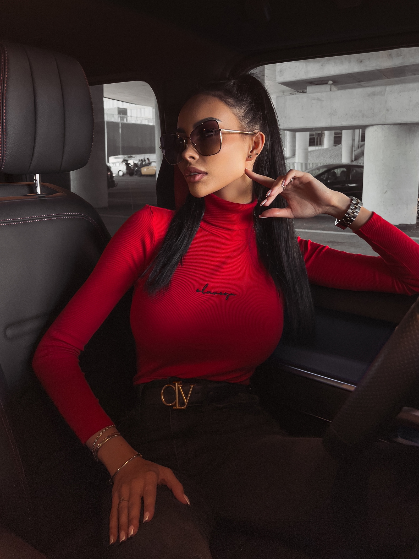 Sweter golf dopasowany Sybil Ola Voga czerwony