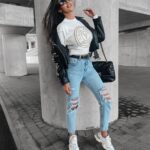 Sweter z żakardowym logo Aleshia Ola Voga ecru