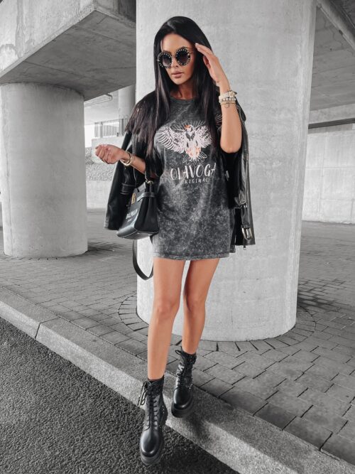 T-shirt dekatyzowany z nadrukiem Juniper Ola Voga czarny