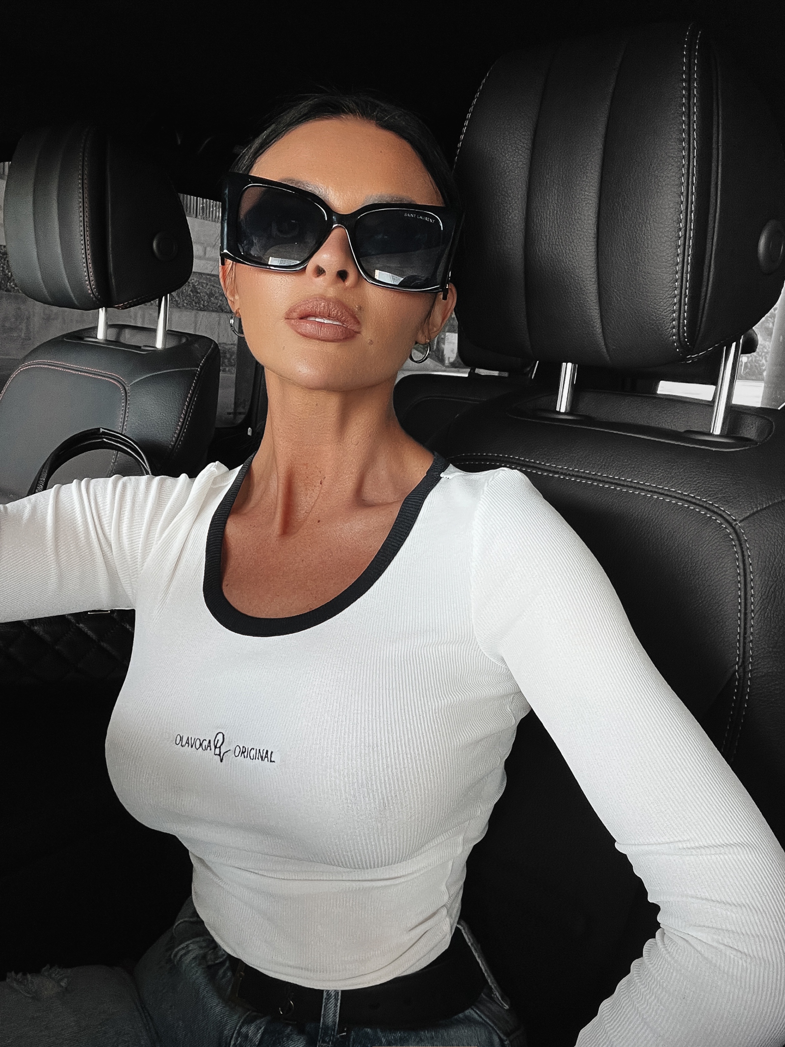 Bluzka dopasowana prążkowana Laura Ola Voga ecru