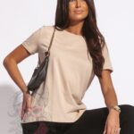 T-shirt basic bawełniany Modern beżowy