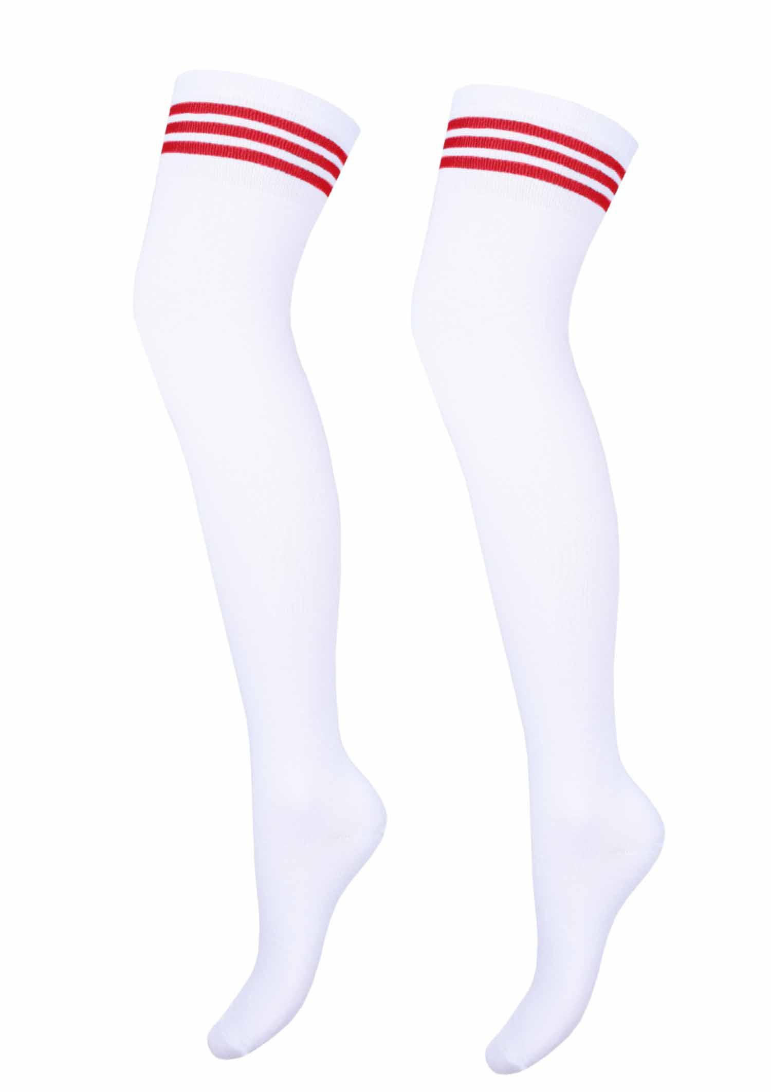 Zakolanówki sportowe ze ściągaczem białe