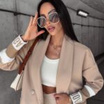 Płaszcz flauszowy wiązany oversize Delia Ola Voga beżowy