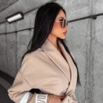 Płaszcz flauszowy wiązany oversize Delia Ola Voga beżowy