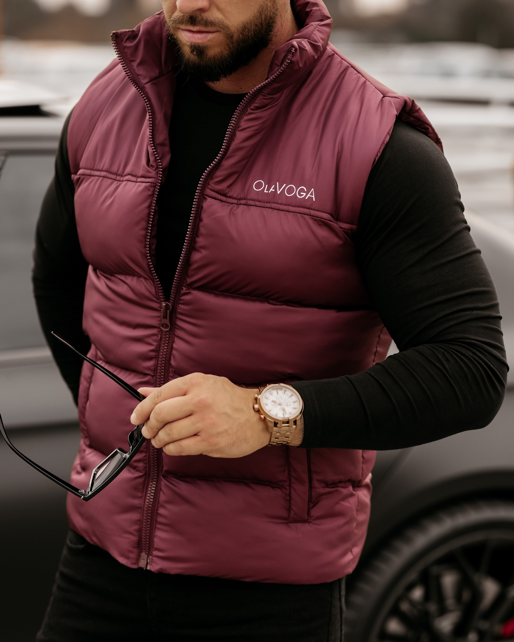 Bezrękawnik męski klasyczny Dill Ola Voga bordowy