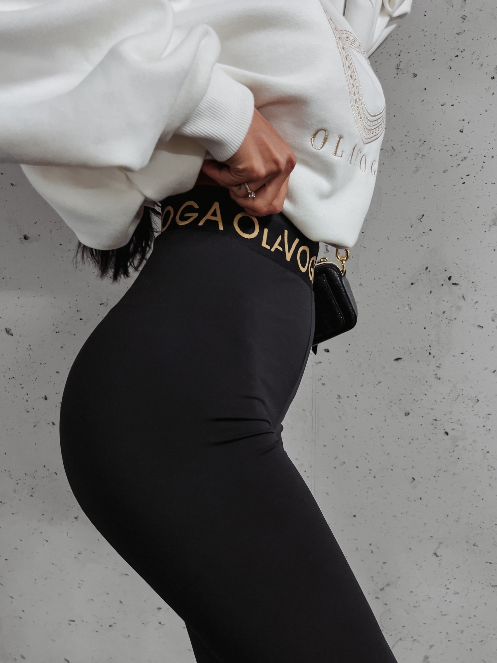 Legginsy modelujące z logowaną taśmą Jena Ola Voga czarne