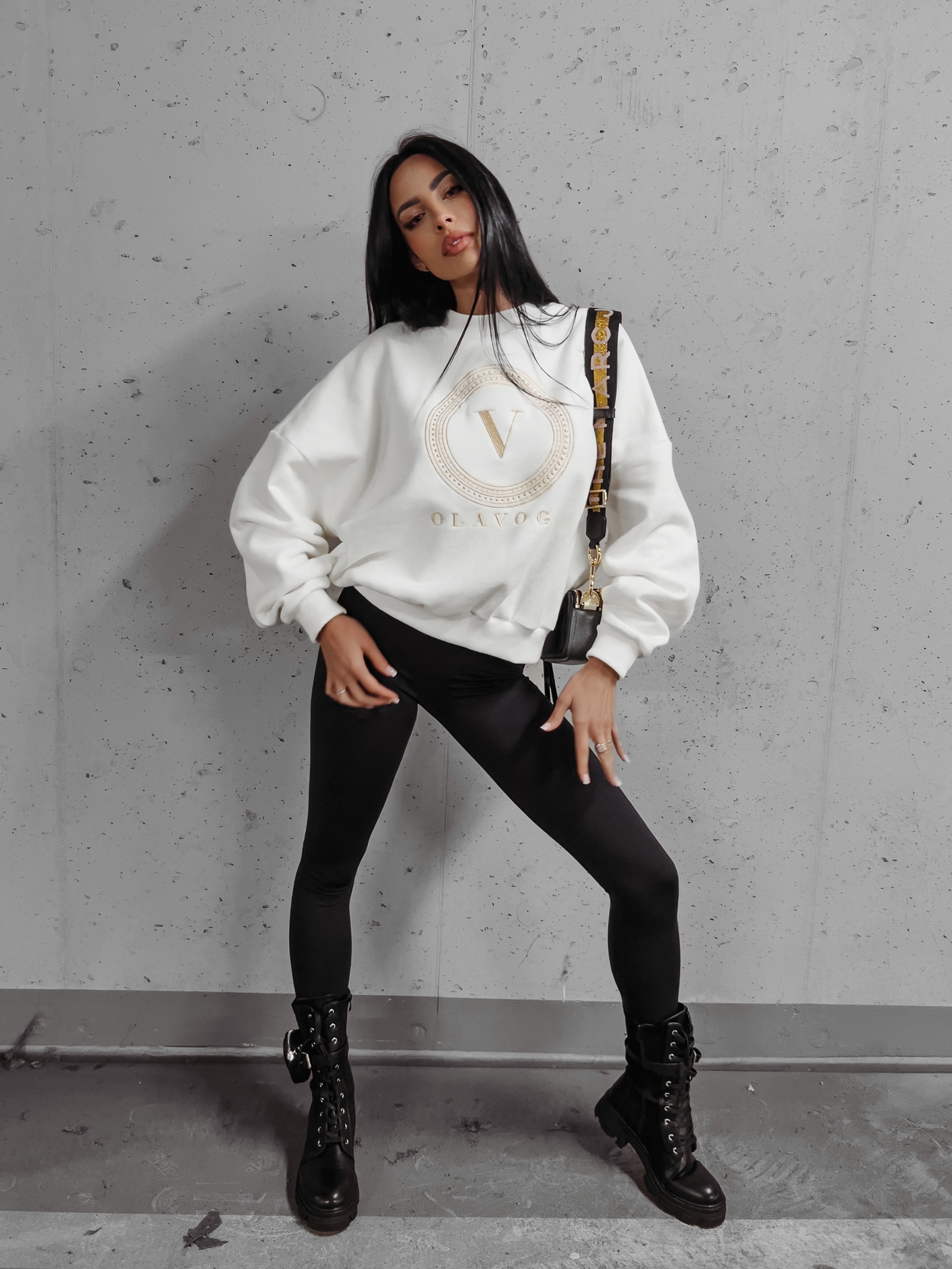 Legginsy modelujące z logowaną taśmą Jena Ola Voga czarne