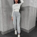 -WYPRZEDANE-Spodnie dresowe z lampasem Parla Ola Voga szary melanż