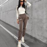 -WYPRZEDANE-Spodnie dresowe z lampasem Parla Ola Voga cappuccino