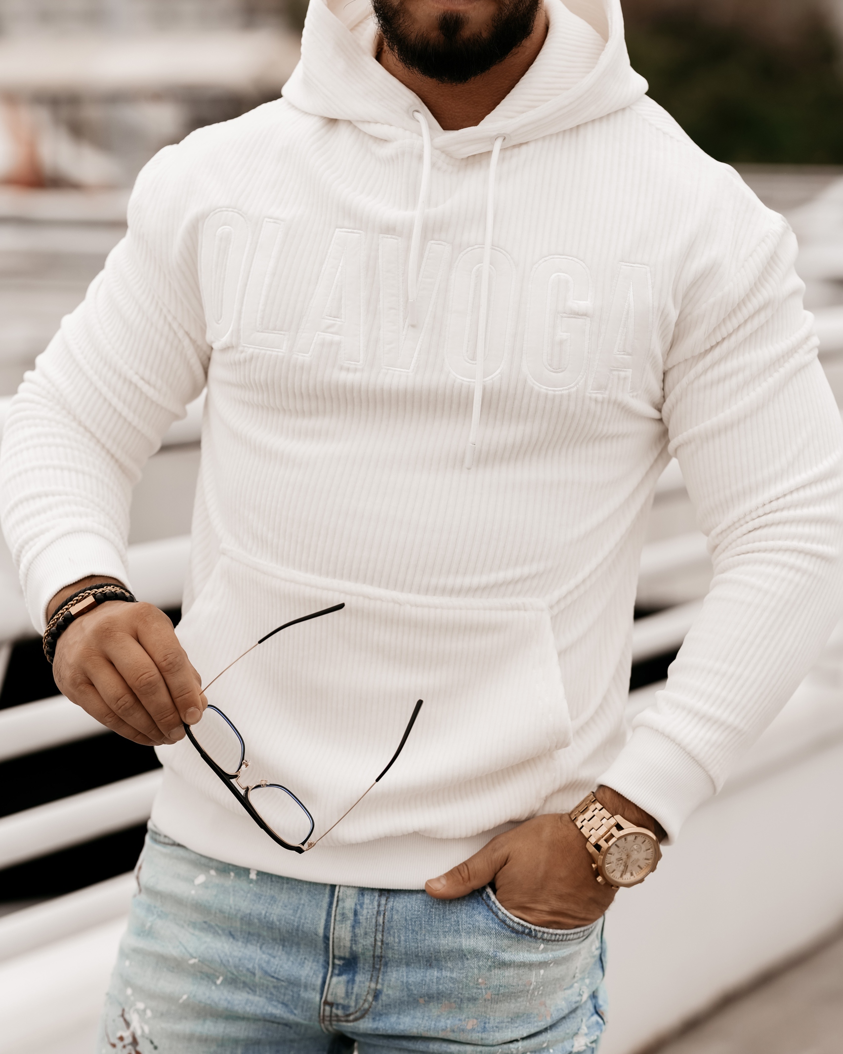 Bluza hoodie męska kangurka Onyx Ola Voga ecru Bluza hoodie męska kangurka Onyx Ola Voga ecru