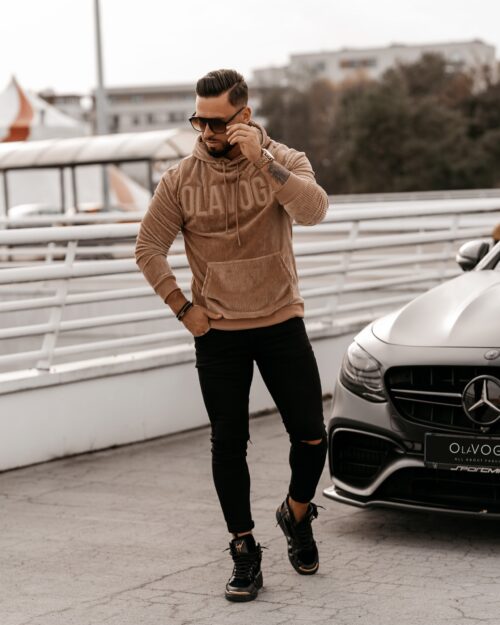 Bluza hoodie męska kangurka Onyx Ola Voga beżowa
