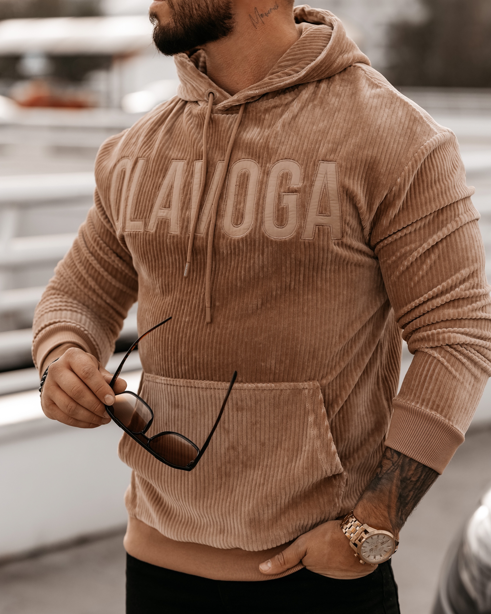 Bluza hoodie męska kangurka Onyx Ola Voga beżowa