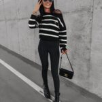 Sweter oversize w paski Wandy Ola Voga czarno-biały