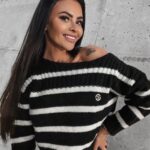 Sweter oversize w paski Wandy Ola Voga czarno-biały