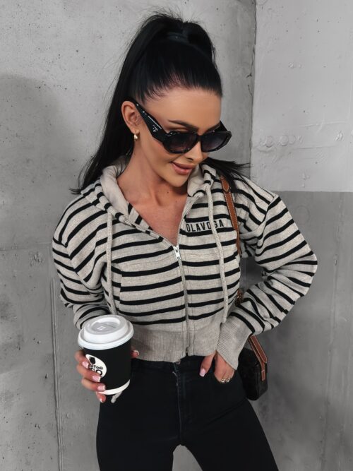 Bluza sweterkowa z kapturem Zoe Ola Voga beżowa melanż