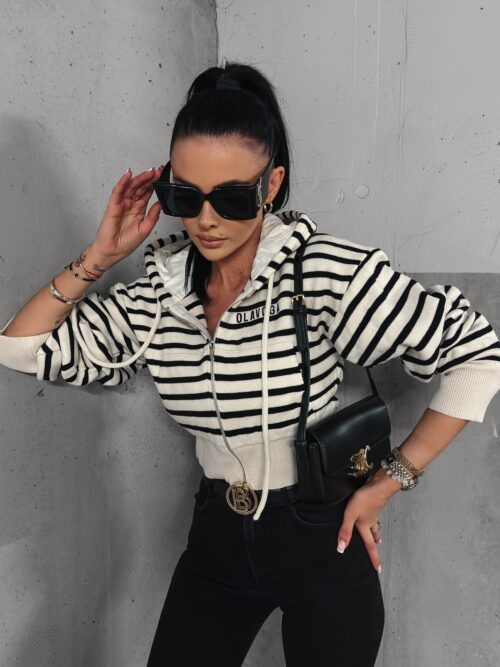 Bluza sweterkowa z kapturem Zoe Ola Voga ecru melanż