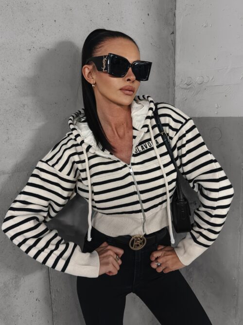 Bluza sweterkowa z kapturem Zoe Ola Voga ecru melanż