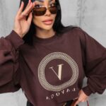 Bluza oversizowa logowana Laila Ola Voga brąz