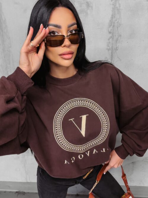 Bluza oversizowa logowana Laila Ola Voga brąz