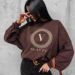 Bluza oversizowa logowana Laila Ola Voga brąz